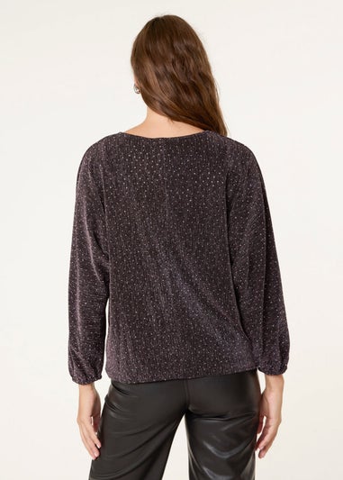 Blue Vanilla Bronze Tie Front Top