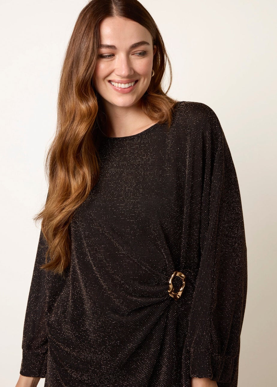 Blue Vanilla Black Buckle Metallic Top