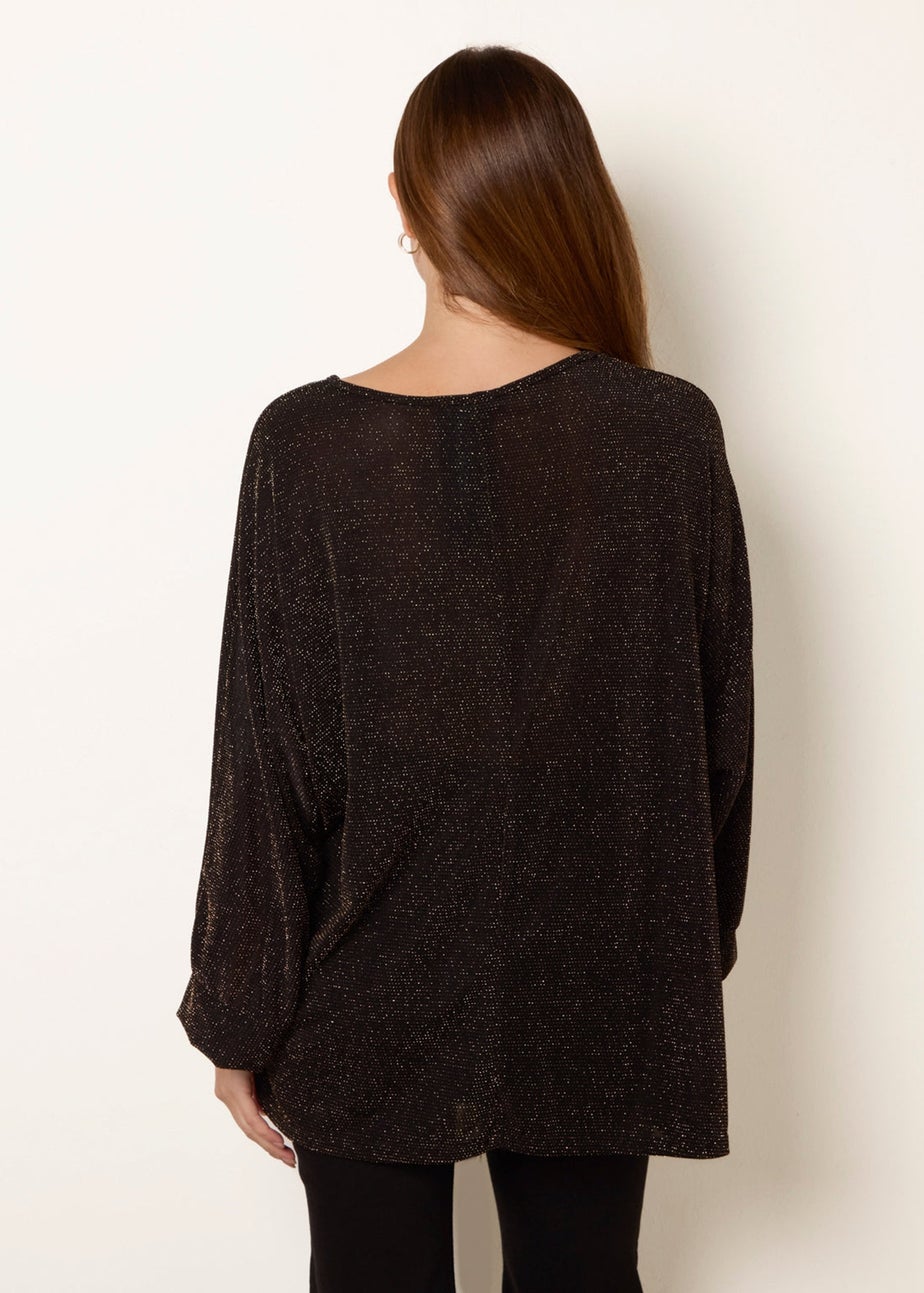 Blue Vanilla Black Buckle Metallic Top