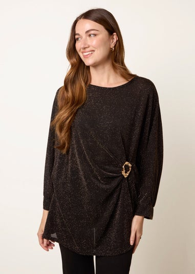 Blue Vanilla Black Buckle Metallic Top