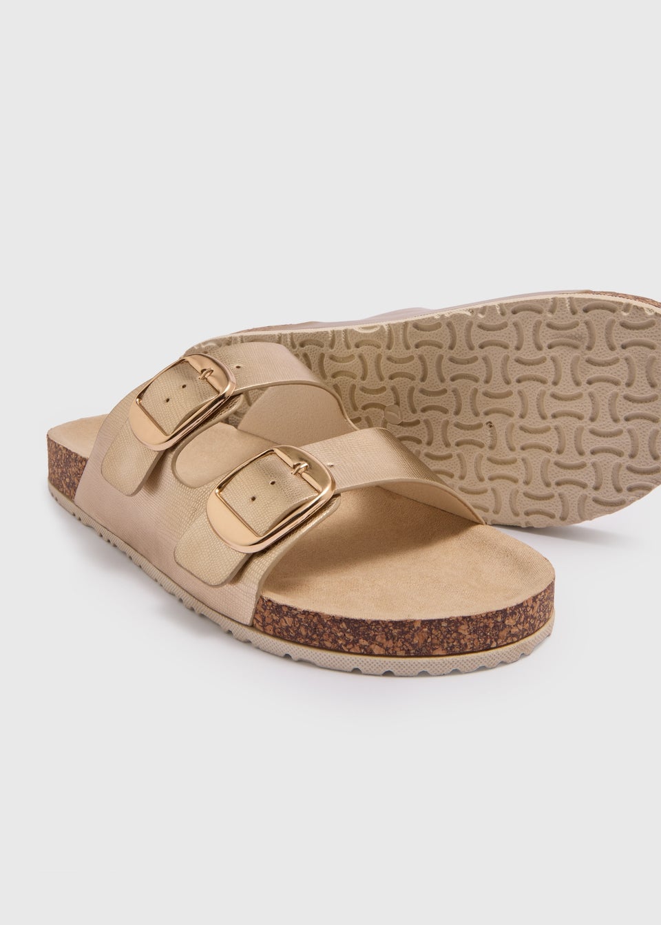 Gold Double Buckle Sandals