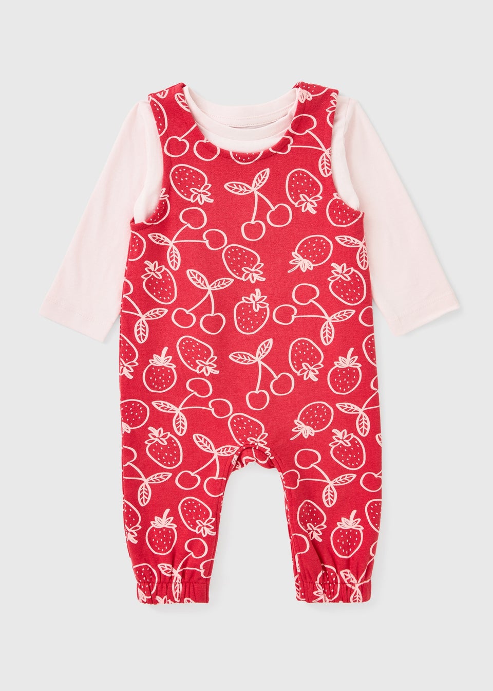 Baby Red Strawberry Print Top & Dungaree Set (Newborn-23mths)
