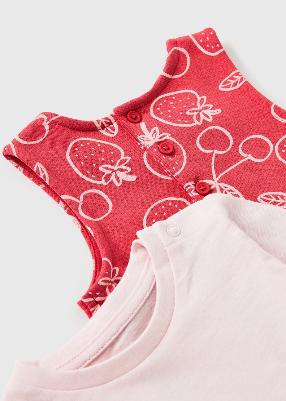 Baby Red Strawberry Print Top & Dungaree Set (Newborn-23mths)