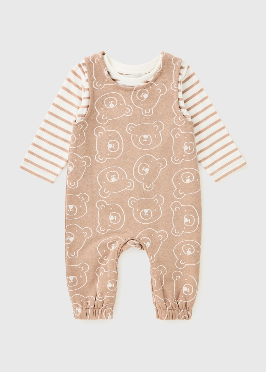 Baby Brown Bear Print Top & Dungaree Set (Newborn-23mths)
