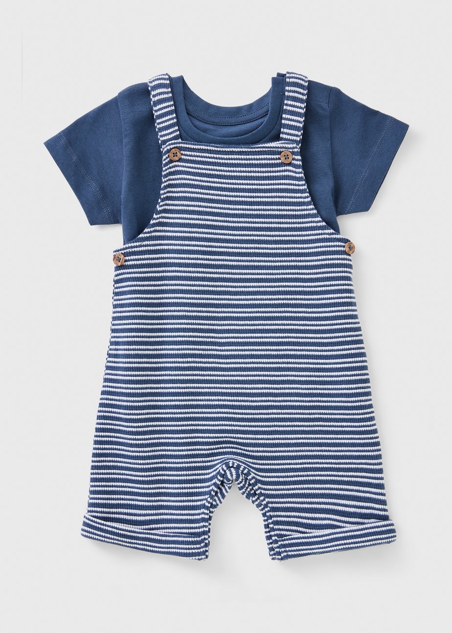 Baby Blue Stripe Top & Dungaree Set (Newborn-23mths)