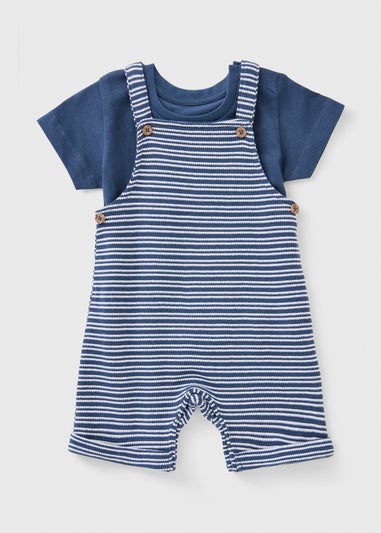 Baby Blue Stripe Top & Dungaree Set (Newborn-23mths)