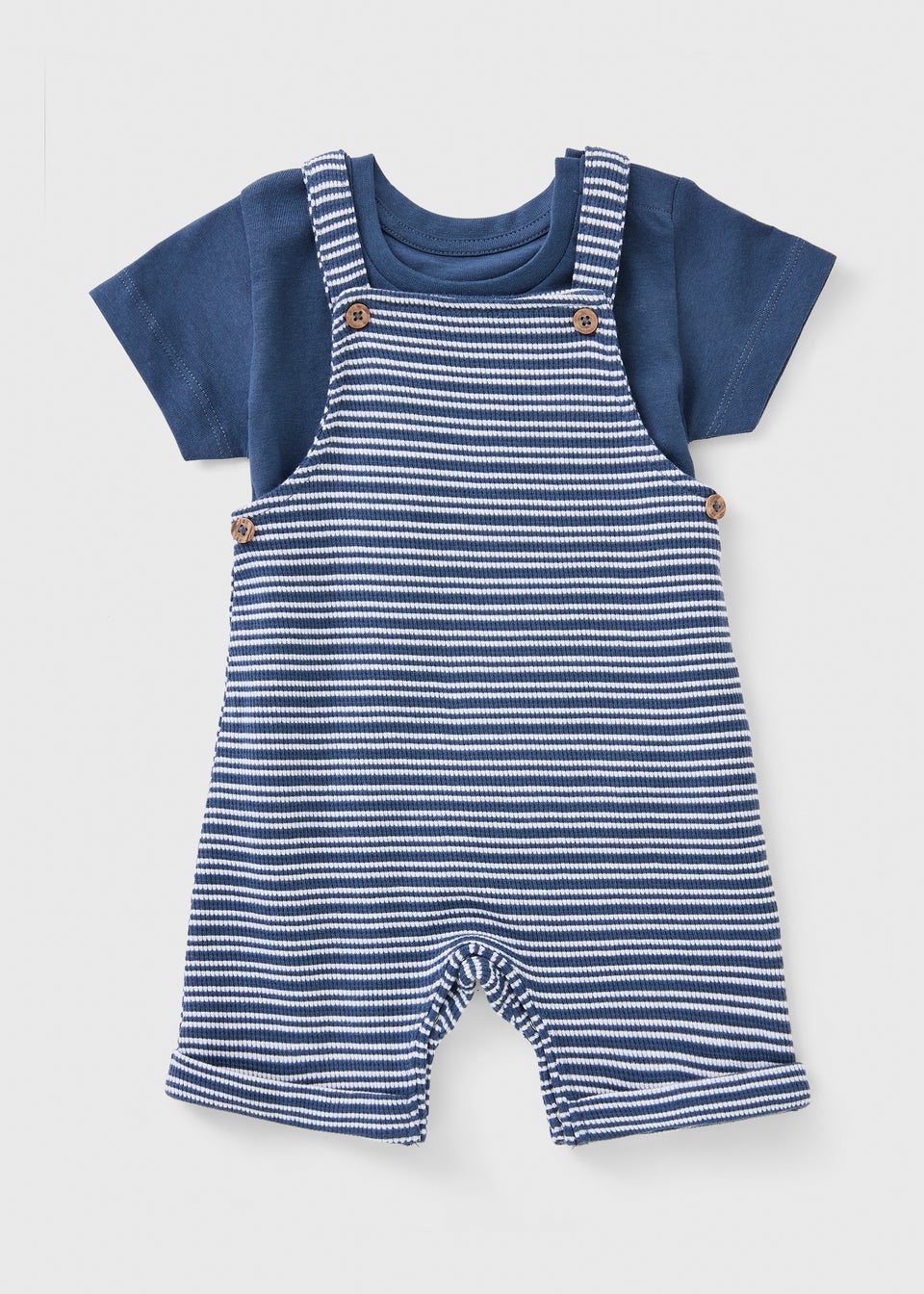 Baby Blue Stripe Top & Dungaree Set (Newborn-23mths)