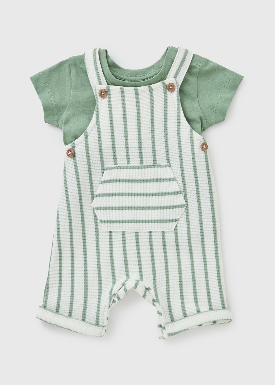 Baby Green Stripe Top & Dungaree Set (Newborn-23mths)