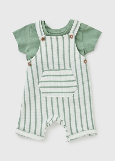 Baby Green Stripe Top & Dungaree Set (Newborn-23mths)