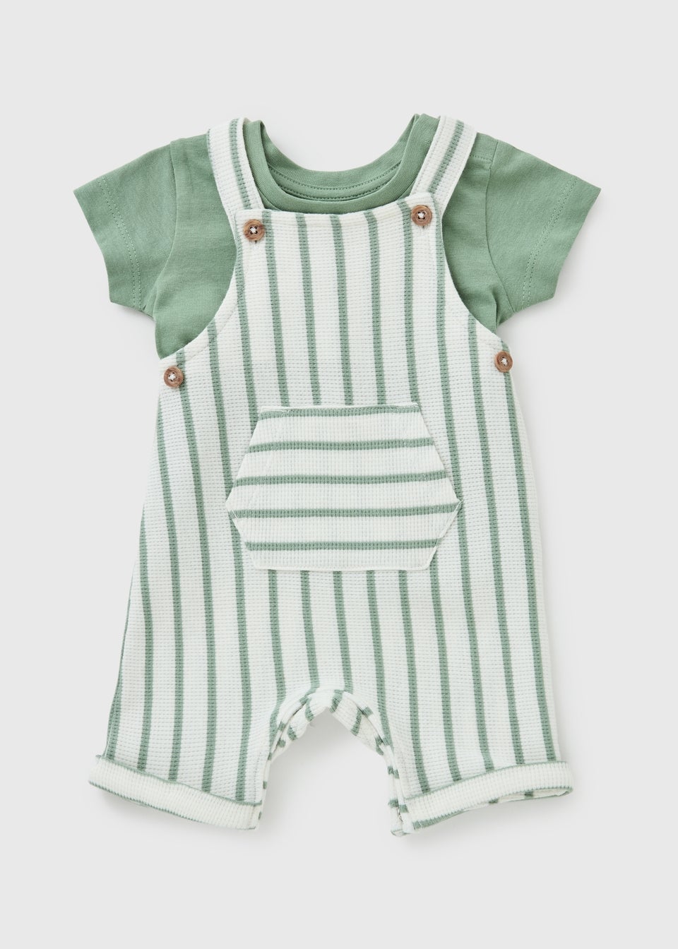 Baby Green Stripe Top & Dungaree Set (Newborn-23mths)