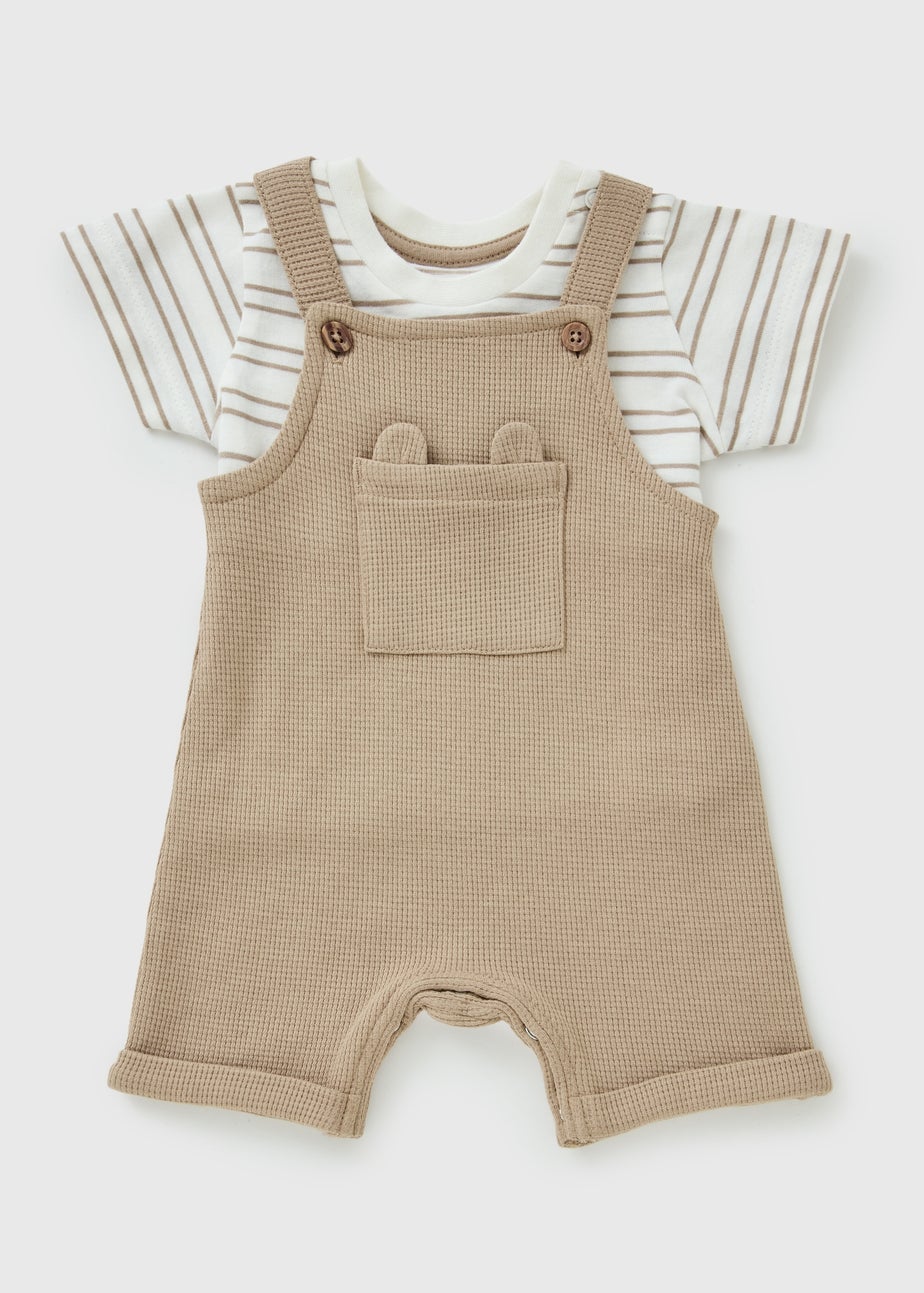 Baby Ecru Stripe Top & Dungaree Set (Newborn-23mths)