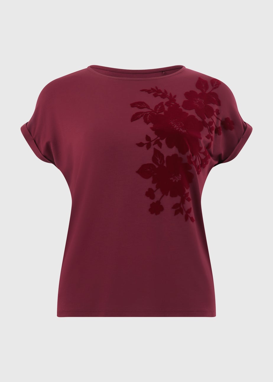 Burgundy Lace Flower T-Shirt