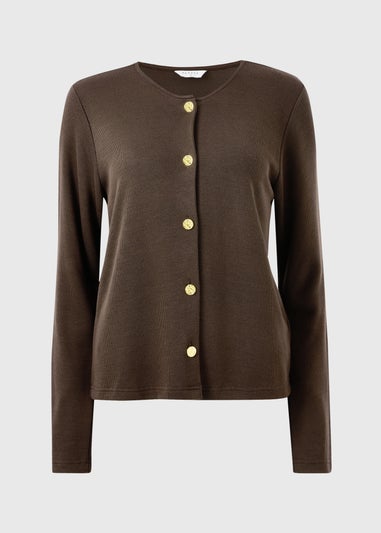 Chocolate Brown Button Front Co-Ord Cardigan