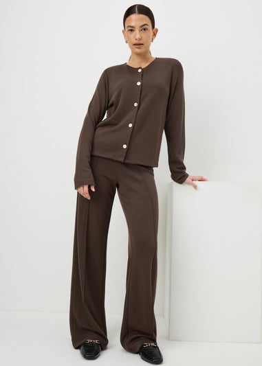Chocolate Brown Button Front Co-Ord Cardigan