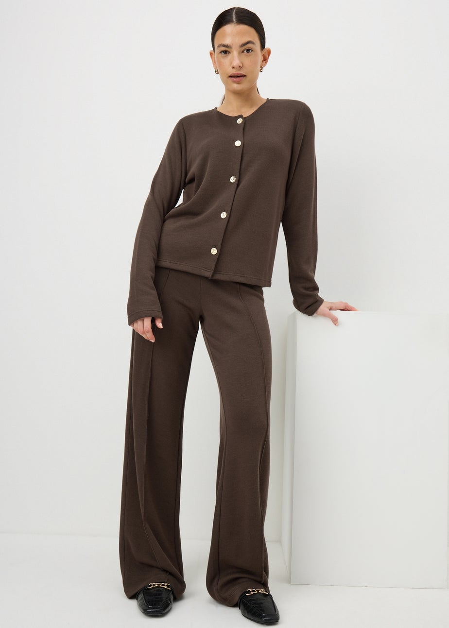 Chocolate Brown Button Front Co-Ord Cardigan