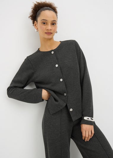 Charcoal Soft Touch Co Ord Cardigan
