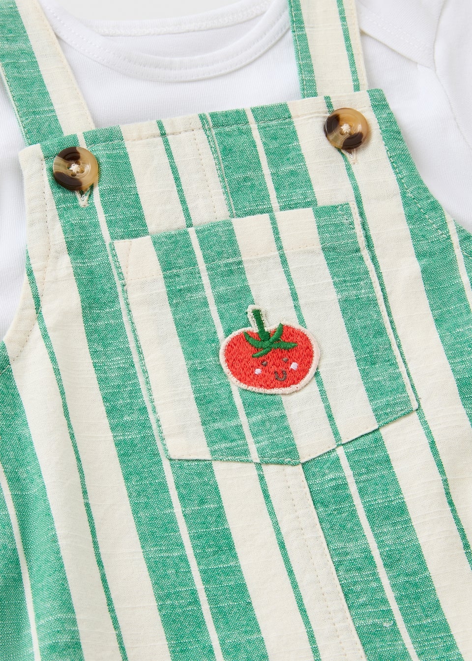 Baby Green Striped Tomato Top & Dungaree Set (Newborn-23mths)