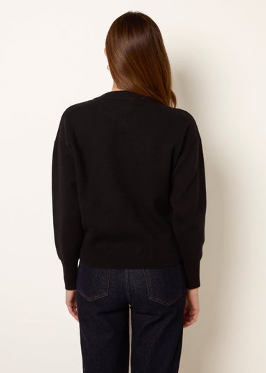 Blue Vanilla Black Gold Flower Button Cardigan