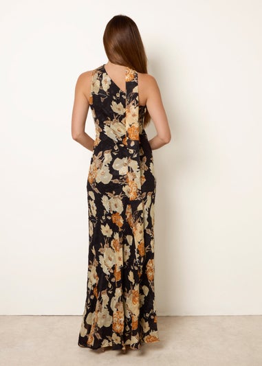 Blue Vanilla Black Luxe One Shoulder Scarf Dress