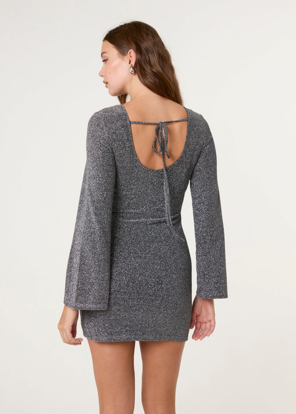 Blue Vanilla Black Glitter Mini Dress With Back Tie