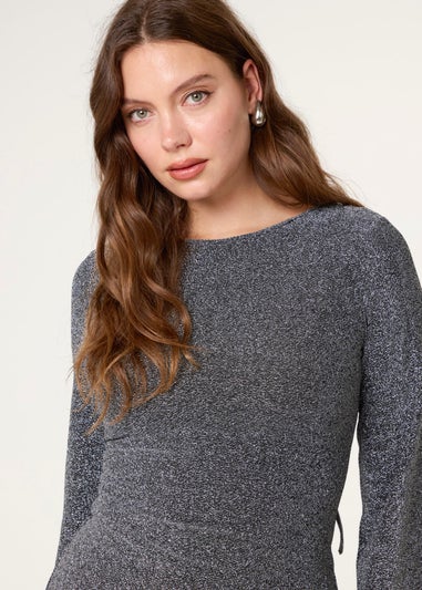 Blue Vanilla Black Glitter Mini Dress With Back Tie