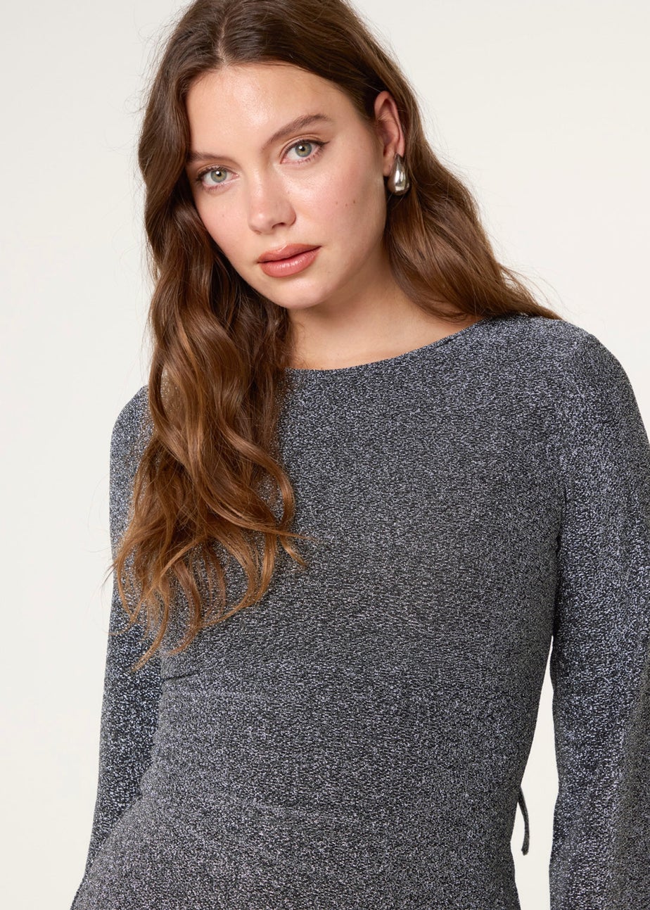 Blue Vanilla Black Glitter Mini Dress With Back Tie