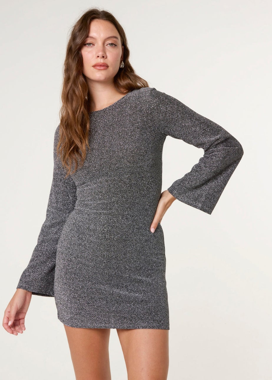 Blue Vanilla Black Glitter Mini Dress With Back Tie