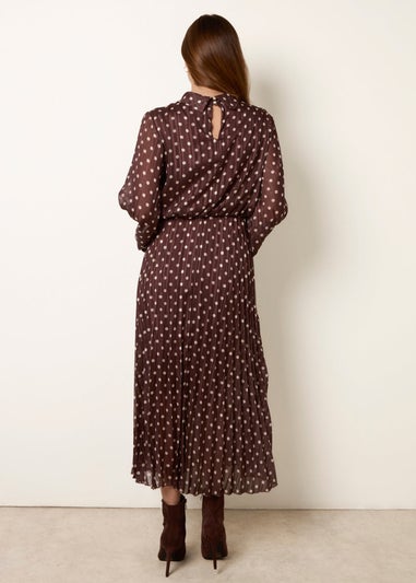 Blue Vanilla Brown Polka Dot Metallic Dress