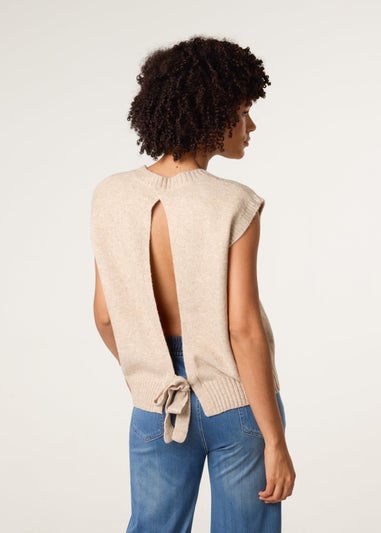 Blue Vanilla Beige Round Neck Vest