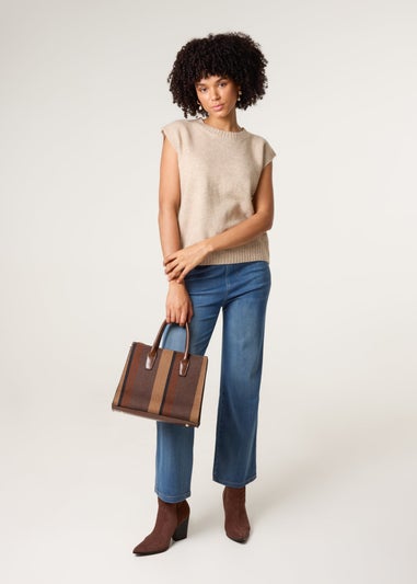 Blue Vanilla Beige Round Neck Vest