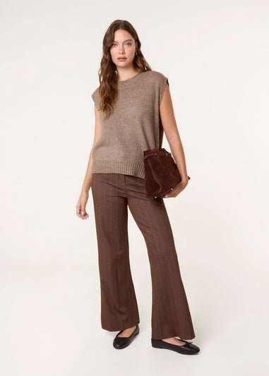 Blue Vanilla Brown Round Neck Vest