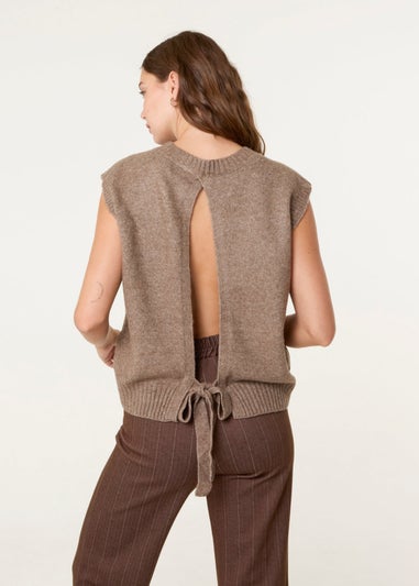 Blue Vanilla Brown Round Neck Vest