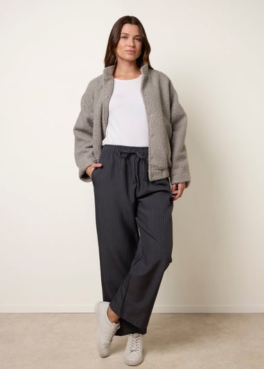 Blue Vanilla Grey Elasticated Waist Pinstripe Trousers