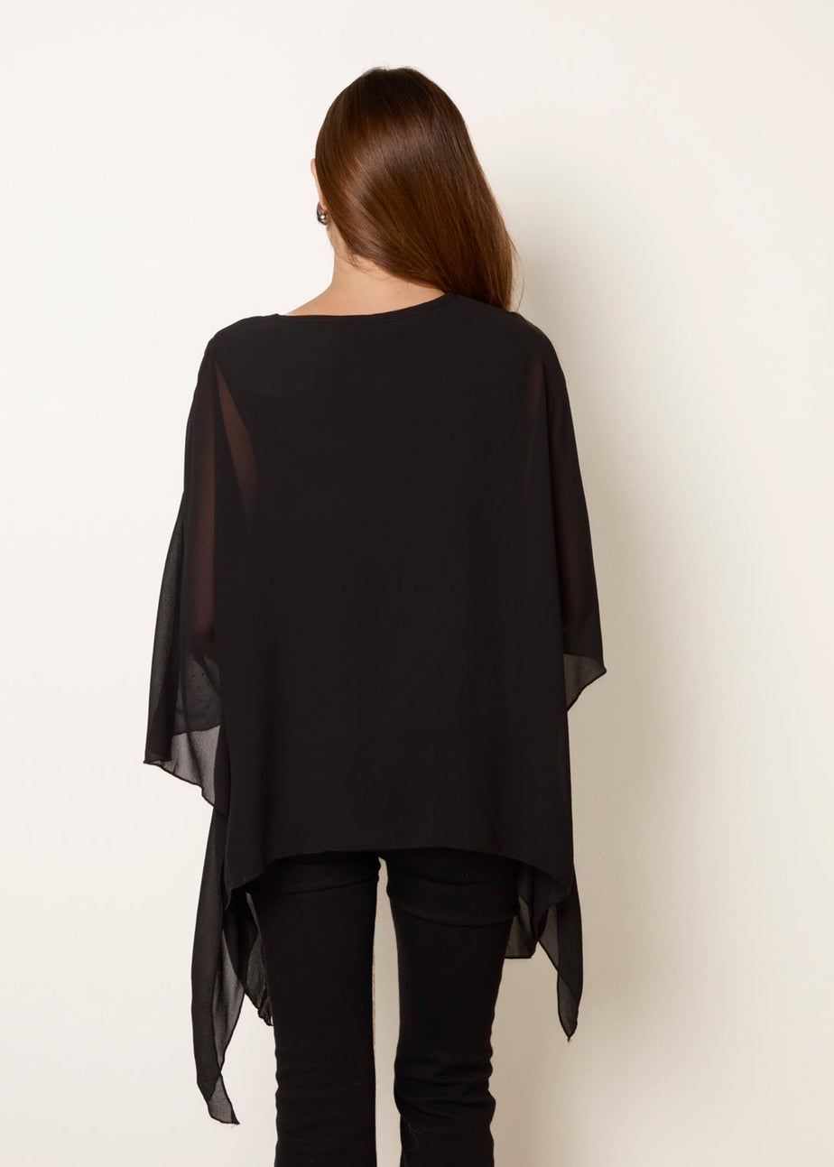 Blue Vanilla Black Rhinestone Tunic Top