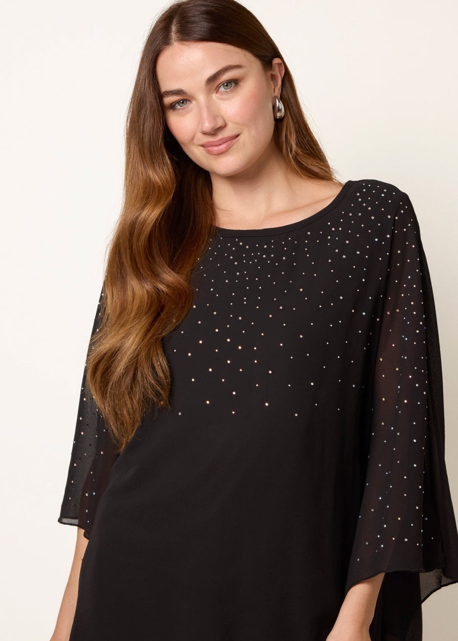 Blue Vanilla Black Rhinestone Tunic Top