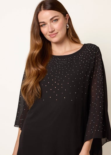 Blue Vanilla Black Rhinestone Tunic Top