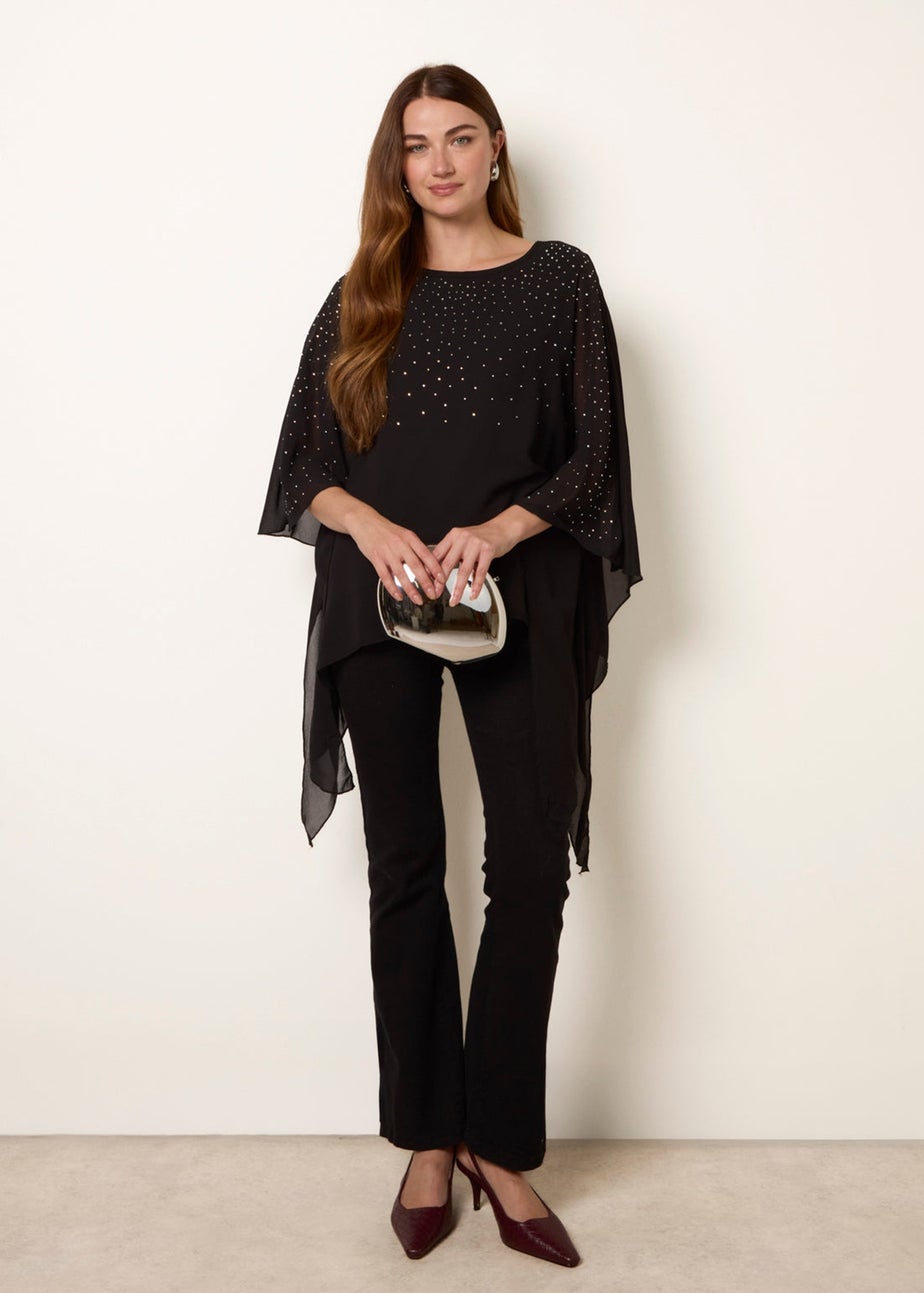 Blue Vanilla Black Rhinestone Tunic Top