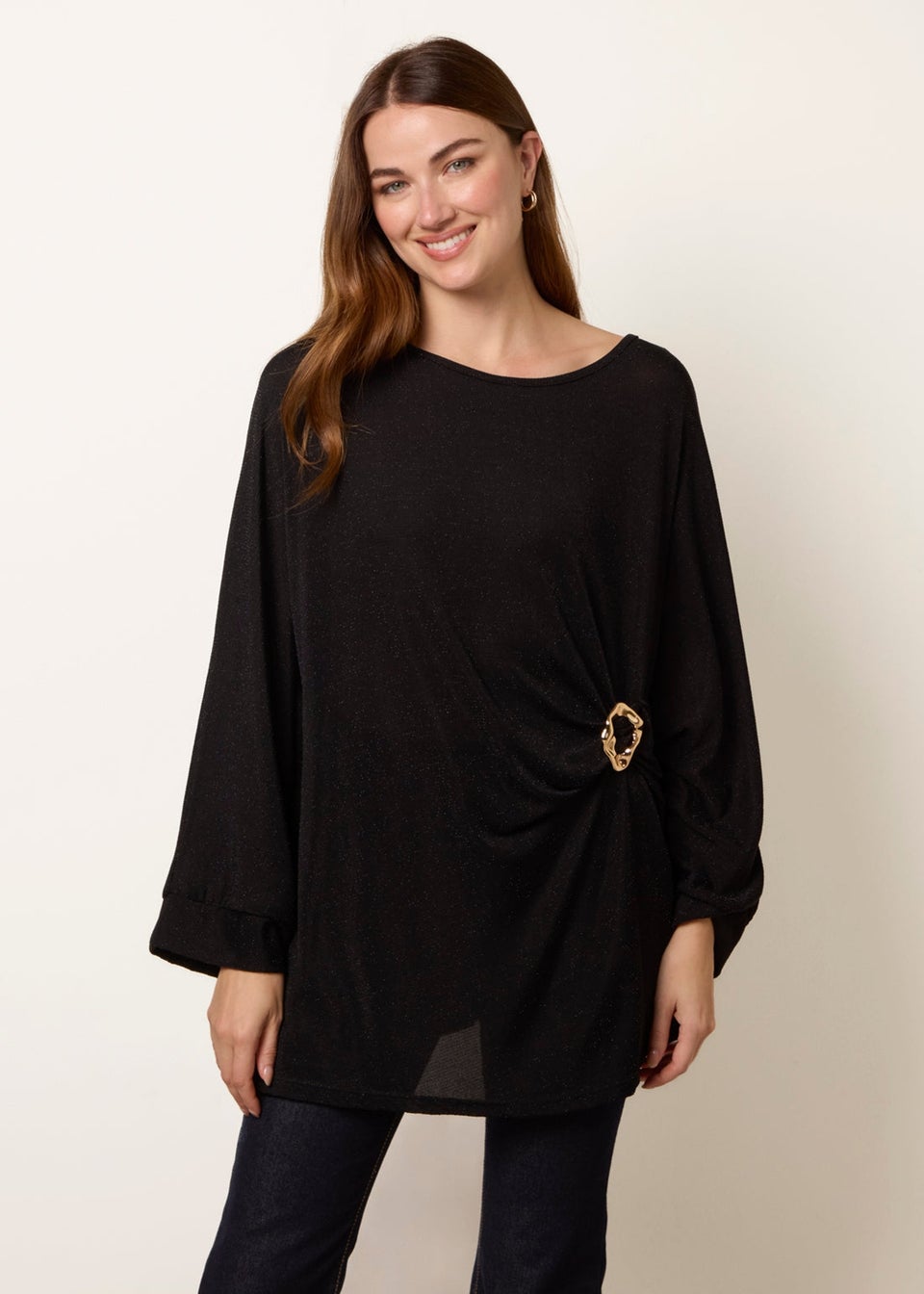 Blue Vanilla Black Buckle Metallic Top