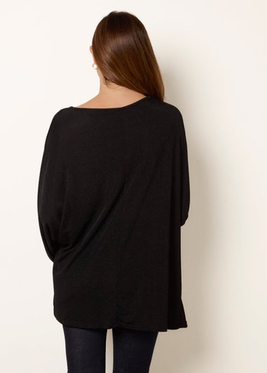 Blue Vanilla Black Buckle Metallic Top