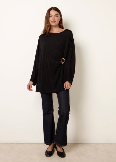 Blue Vanilla Black Buckle Metallic Top