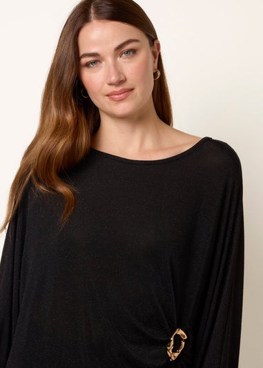 Blue Vanilla Black Buckle Metallic Top