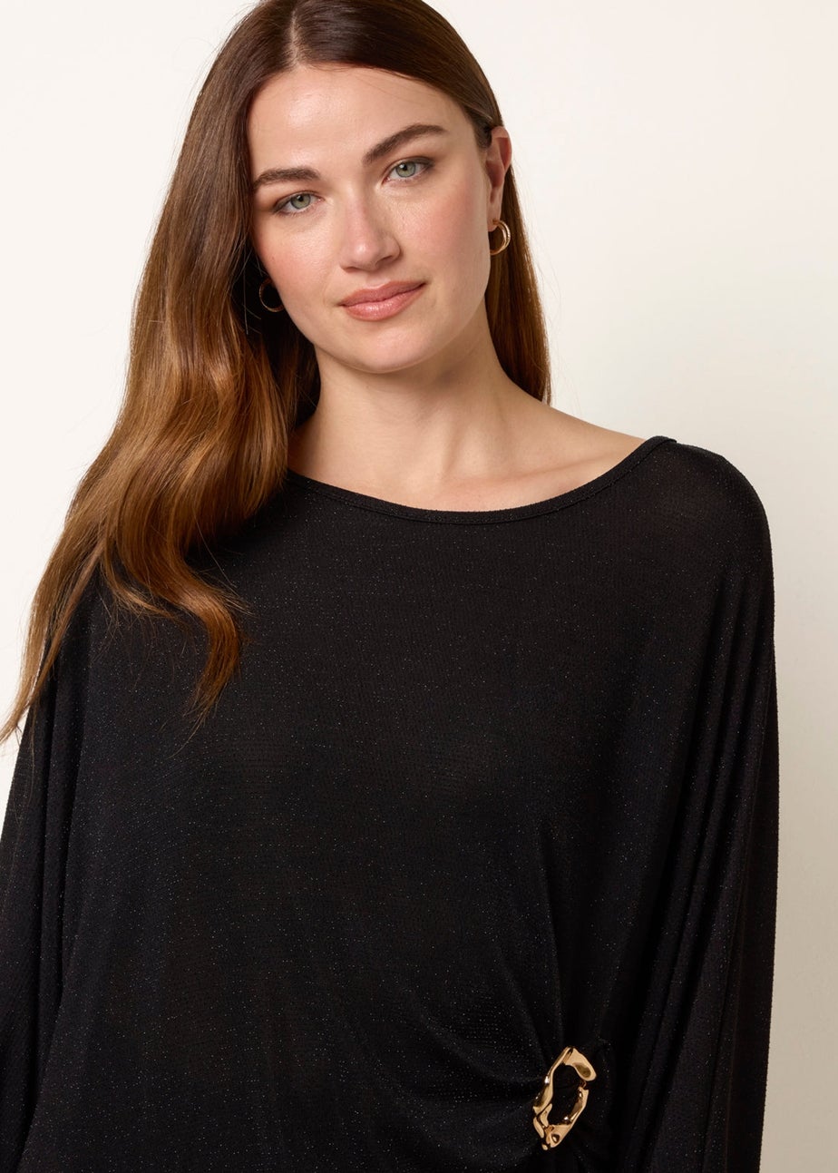 Blue Vanilla Black Buckle Metallic Top