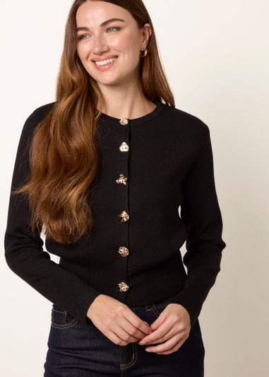 Blue Vanilla Black Gold Buttons Cardigan