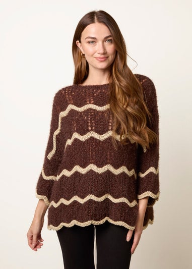 Blue Vanilla Brown Zig Zag Metallic Jumper