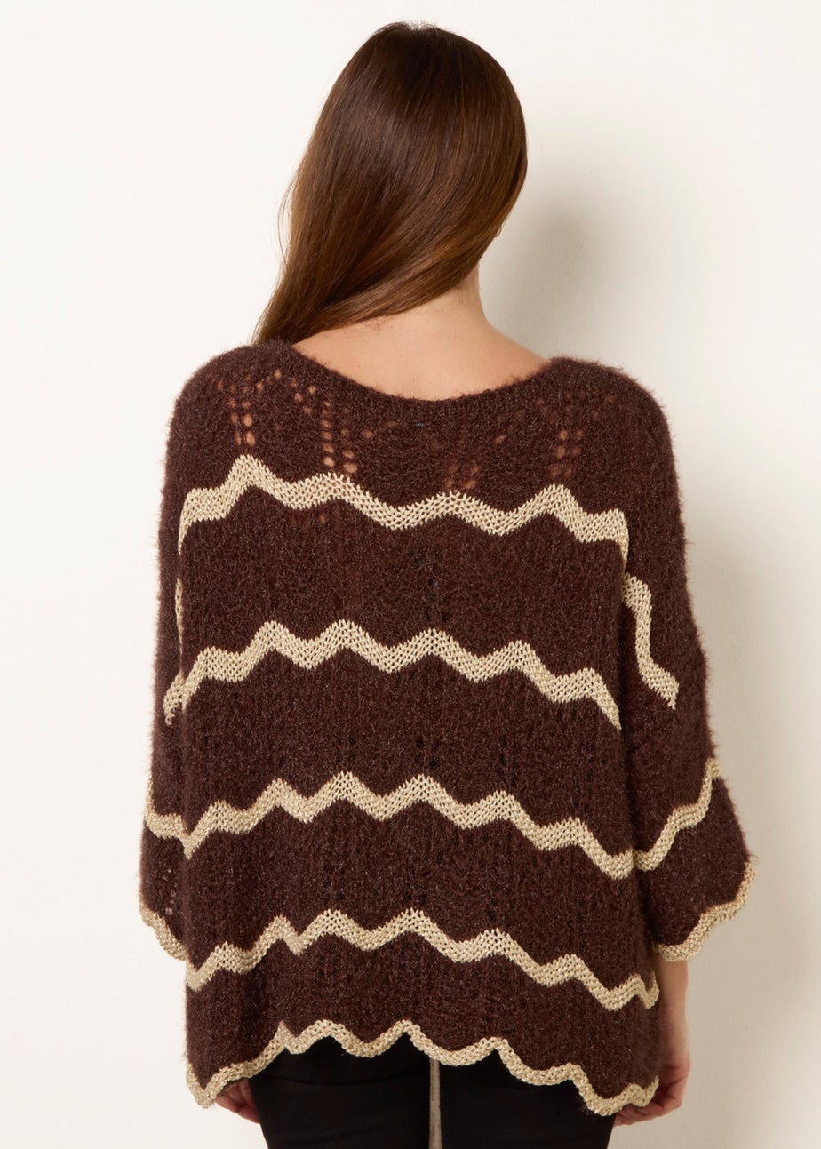 Blue Vanilla Brown Zig Zag Metallic Jumper