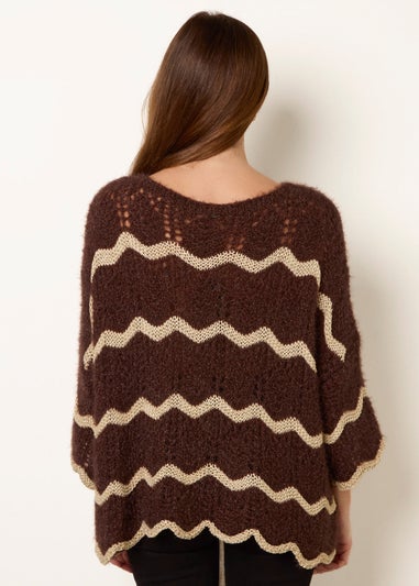 Blue Vanilla Brown Zig Zag Metallic Jumper