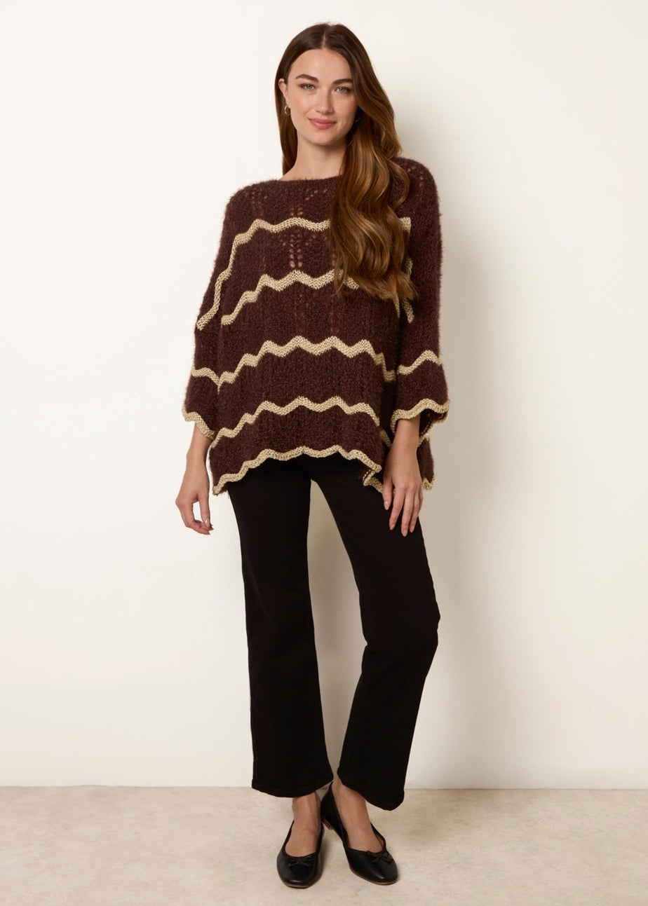 Blue Vanilla Brown Zig Zag Metallic Jumper