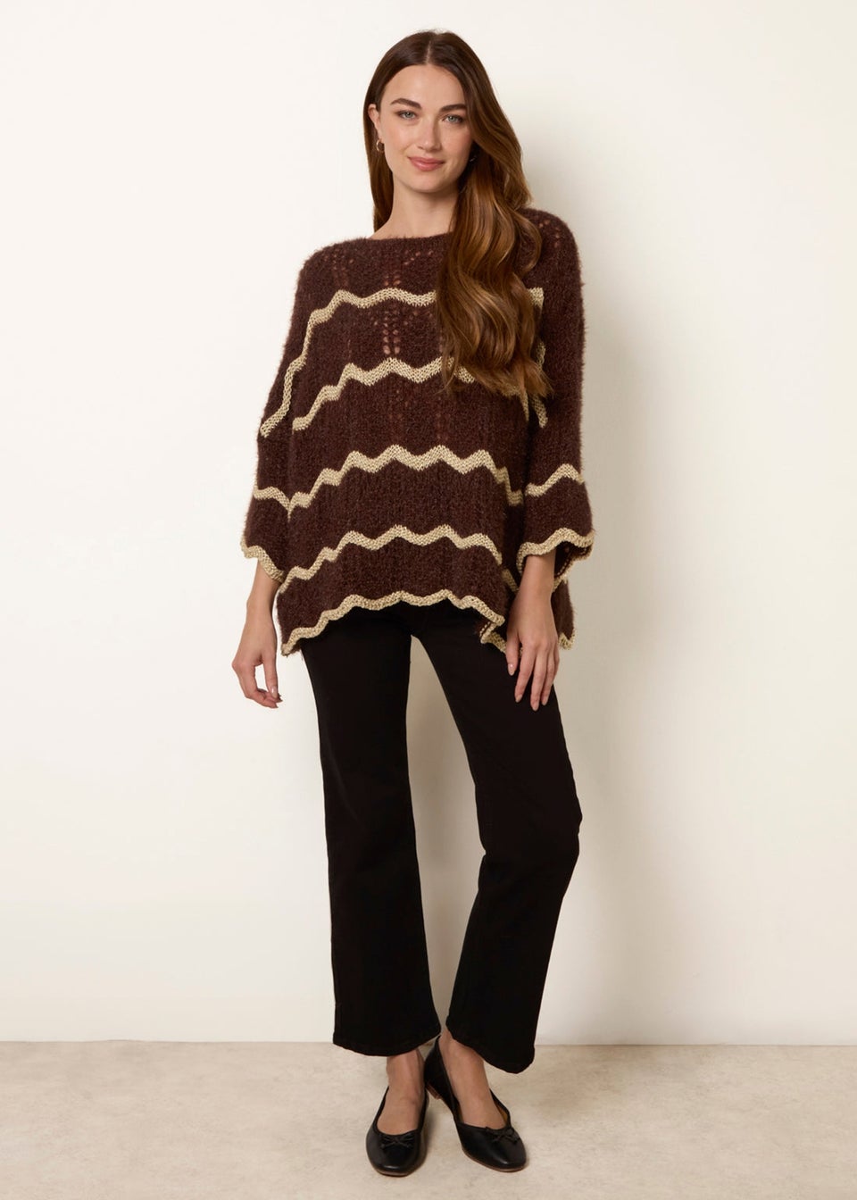 Blue Vanilla Brown Zig Zag Metallic Jumper