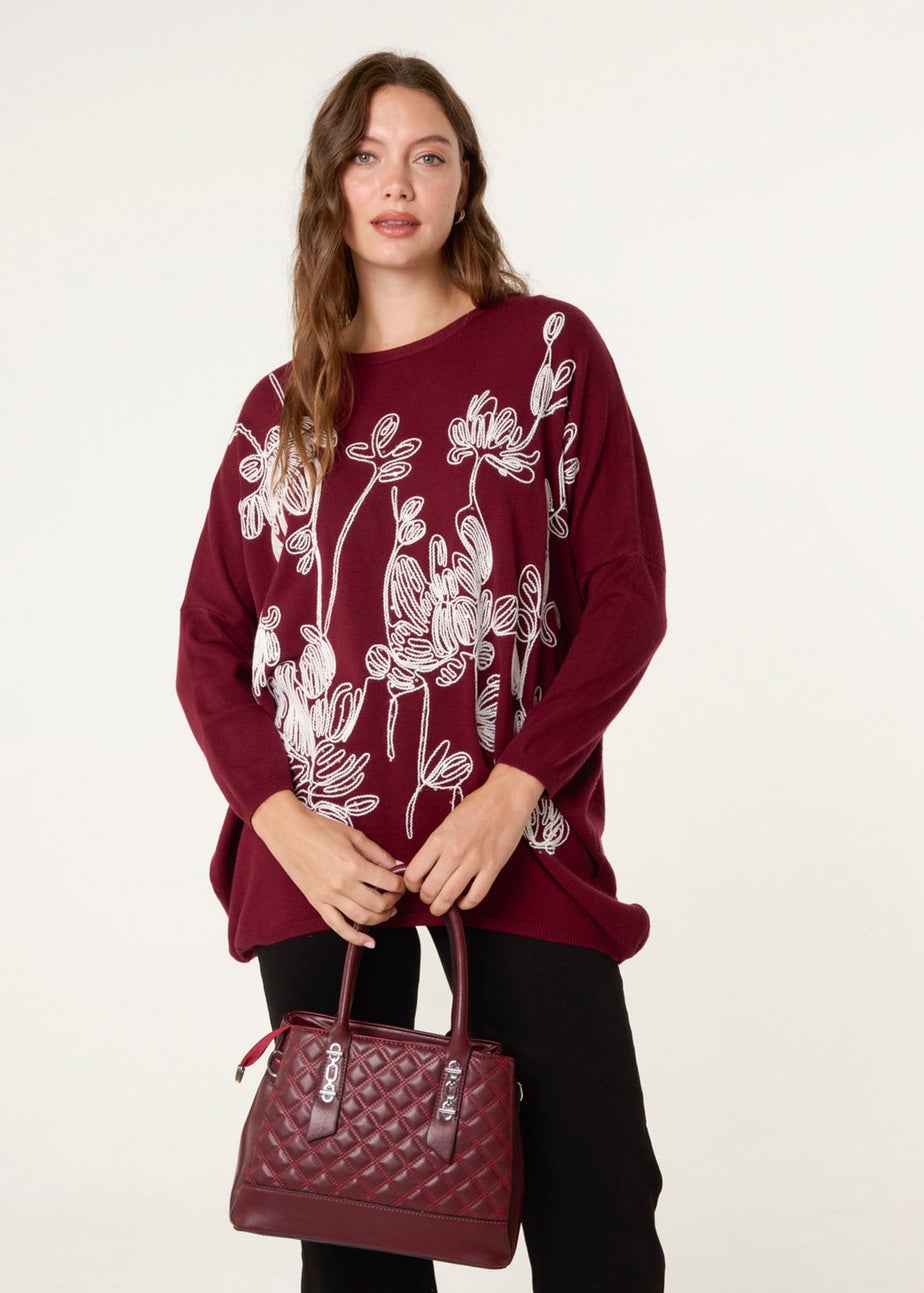 Blue Vanilla Red Embroidered Round Neck Jumper