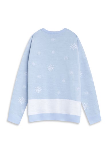 Winnie The Pooh Character Adults Blue Christmas Jumper